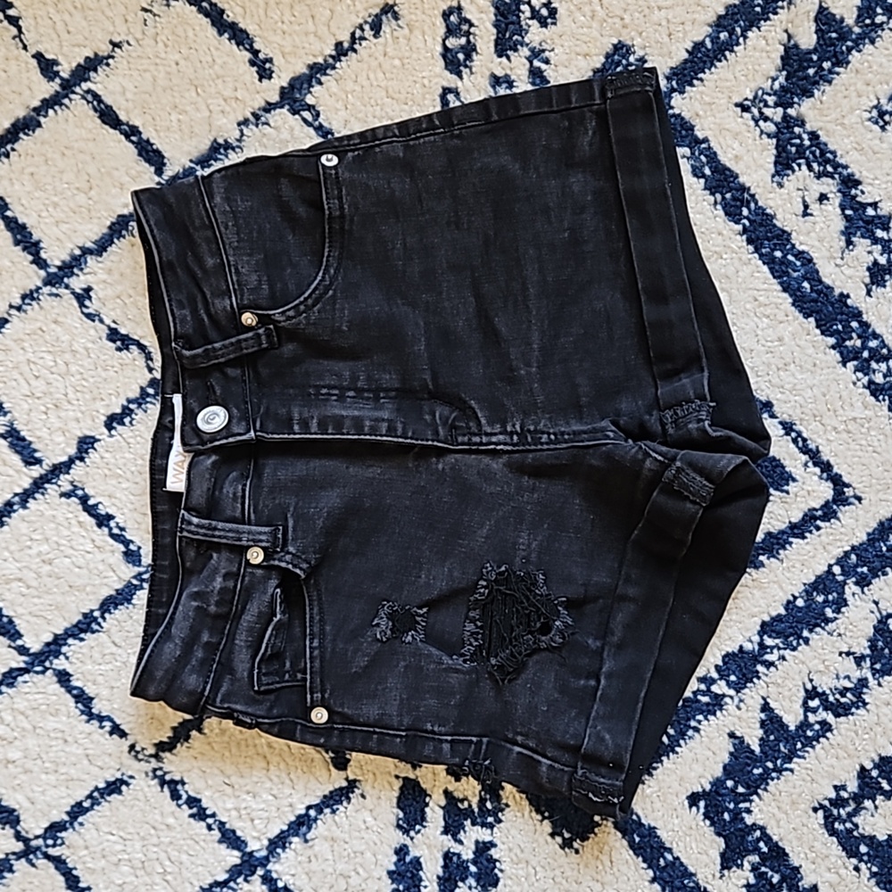 Sz S Wax Jean High Waist Distressed Denim Shorts